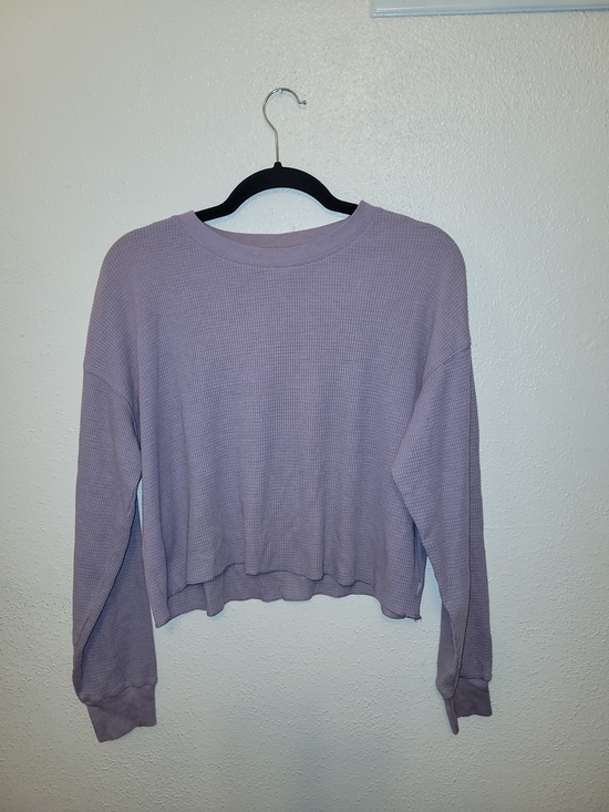 TNA Tops - Aritzia TNA Oversized Cropped Thermal Crop Top Waffle Knit Small Lilac